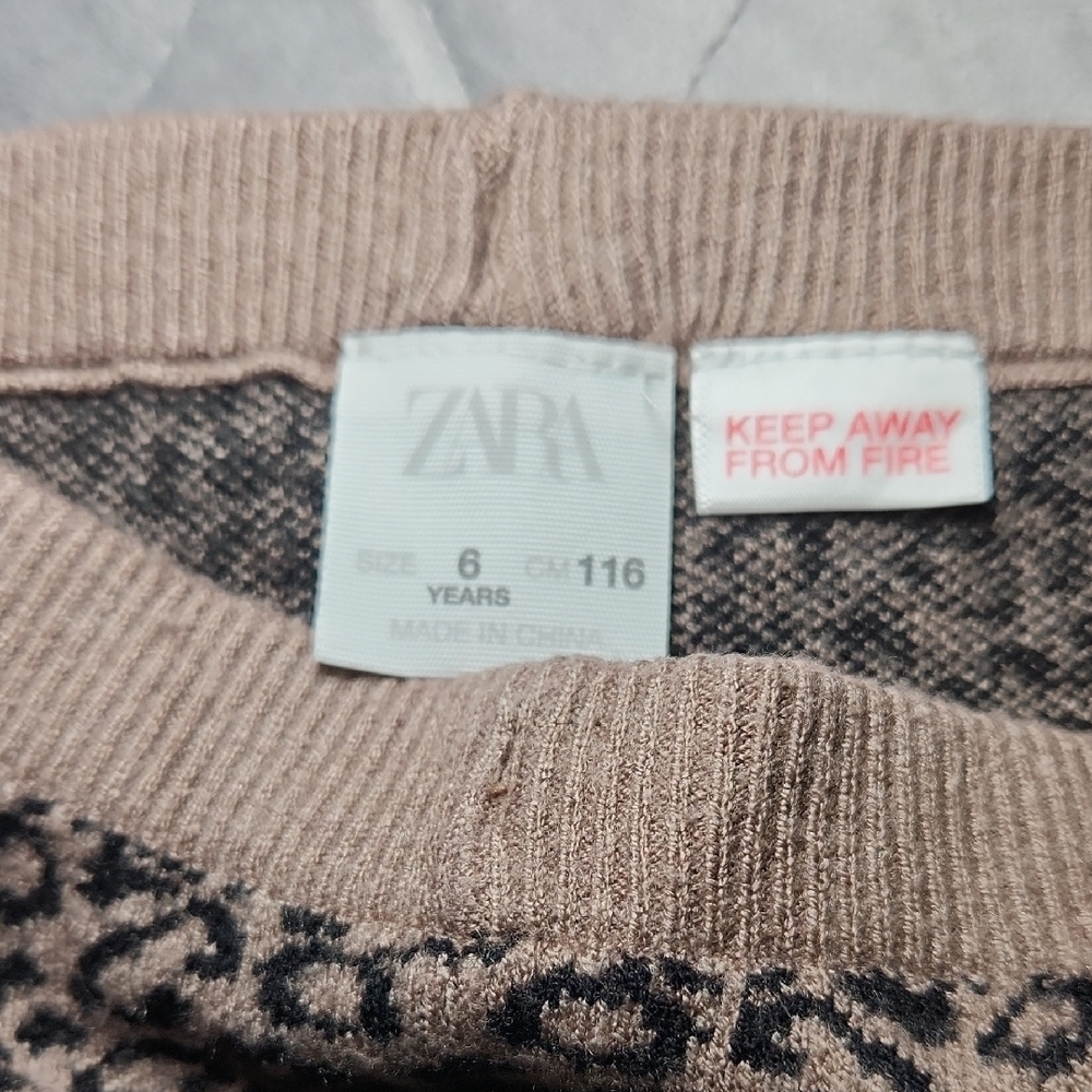 Zara Kids Leopard Print Leggings - Black and Tan - Picture 2 of 3